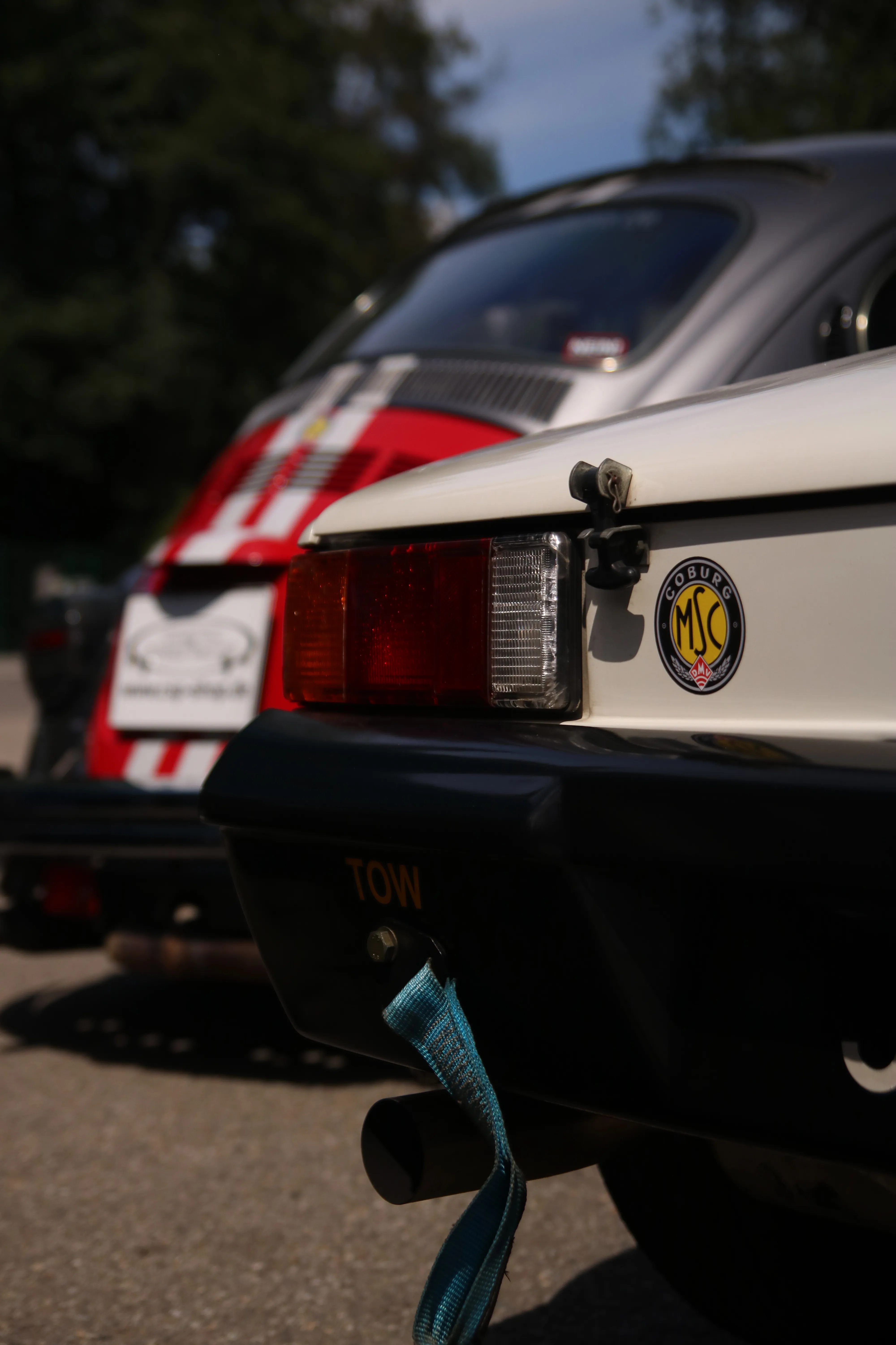 Oldtimer-Heck mit Rückleuchte und MSC-Coburg-Aufkleber
